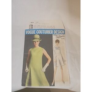 Vtg 1967‎ Vogue Couturier Design Sewing Pattern 1824 Dress By Fabiani Uncut